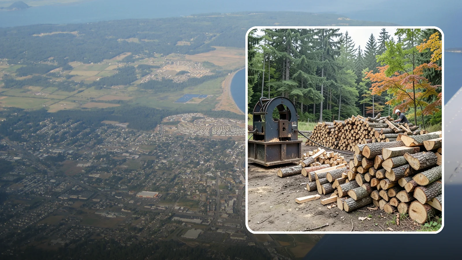 Log Bucking Service in Oak Harbor, Island County, WA - We cut your long logs down to firewood-length rounds, sized for splitting, stacking, and your stove or fireplace.