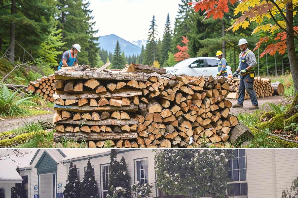 Log Bucking Service in Pacific, King County, WA - This works year-round, though many book after fall and winter storms drop trees that need bucking into rounds.