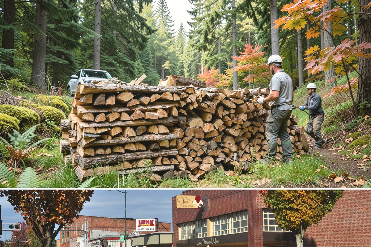 Log Bucking Service in Puyallup, Pierce County, WA - This works year-round, though many book after fall and winter storms drop trees that need bucking into rounds.