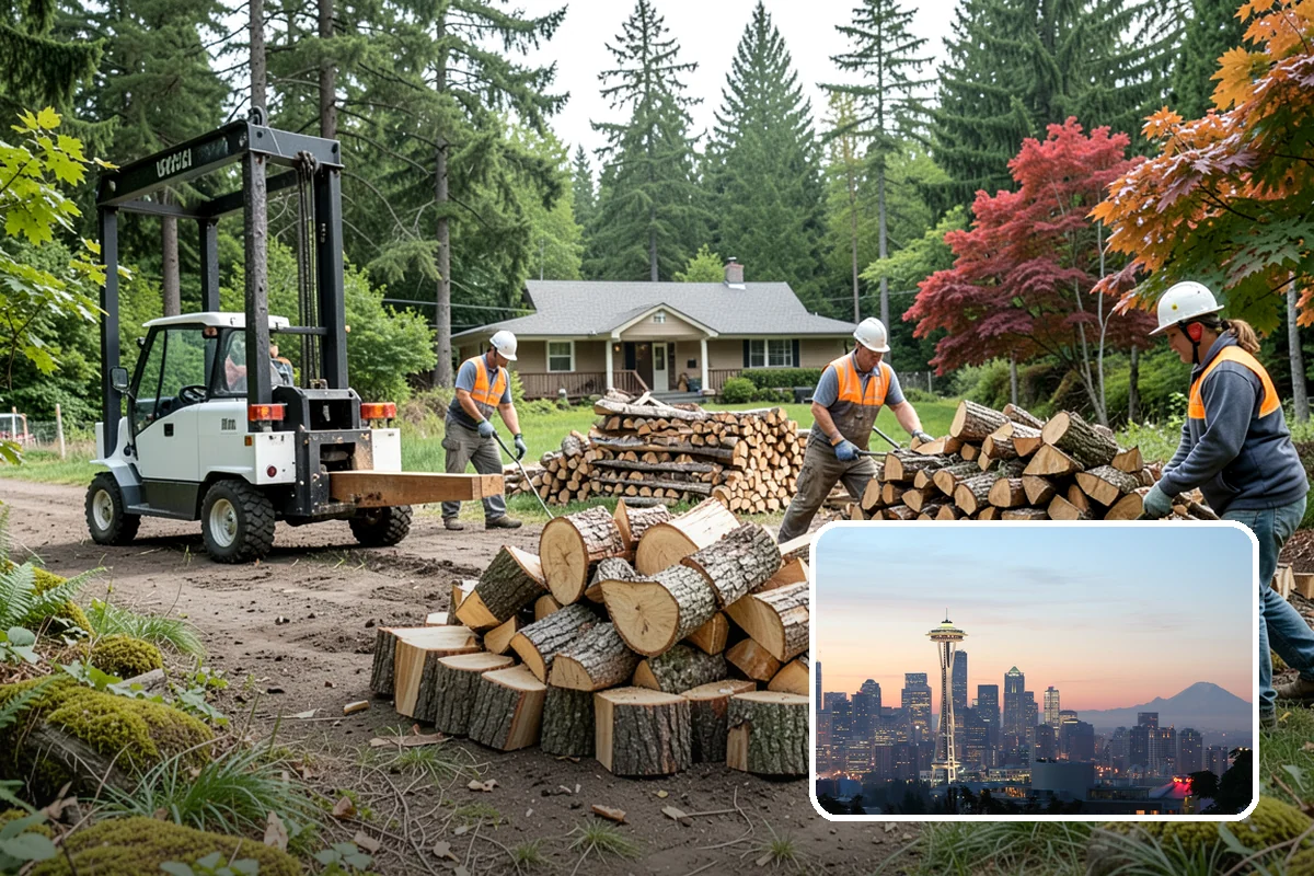 Log Bucking Service in Seattle, King County, WA - Cuts long logs into workable firewood rounds