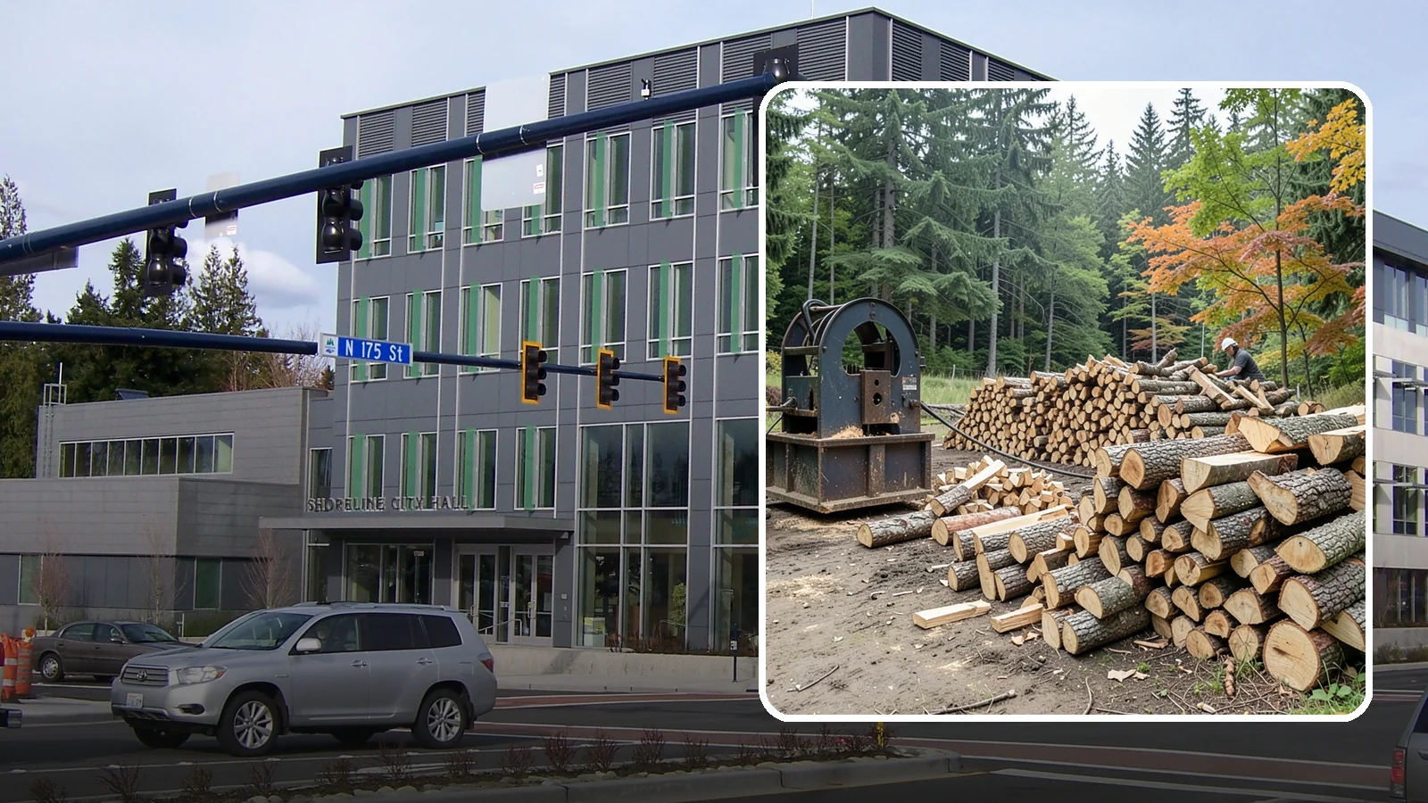 Log Bucking Service in Shoreline, King County, WA - We cut your long logs down to firewood-length rounds, sized for splitting, stacking, and your stove or fireplace.