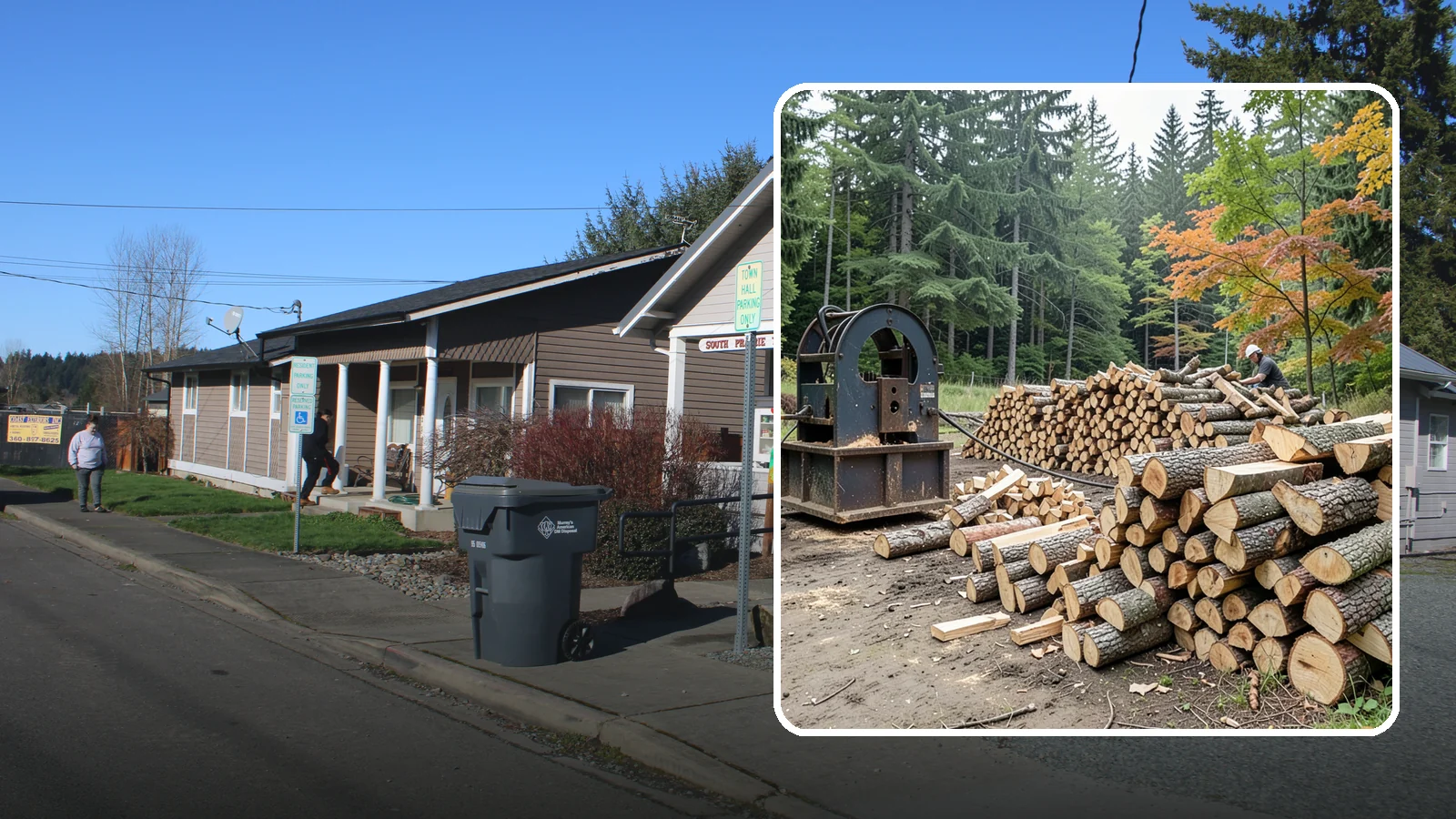 Log Bucking Service in South Prairie, Pierce County, WA - We cut your long logs down to firewood-length rounds, sized for splitting, stacking, and your stove or fireplace.