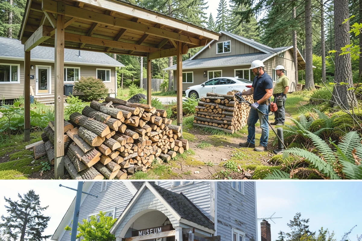 Log Bucking Service in Steilacoom, Pierce County, WA - This works year-round, though many book after fall and winter storms drop trees that need bucking into rounds.