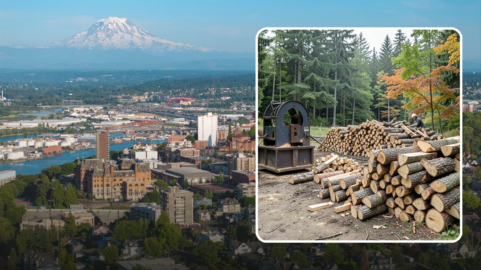 Log Bucking Service in Tacoma, Pierce County, WA - We cut your long logs down to firewood-length rounds, sized for splitting, stacking, and your stove or fireplace.