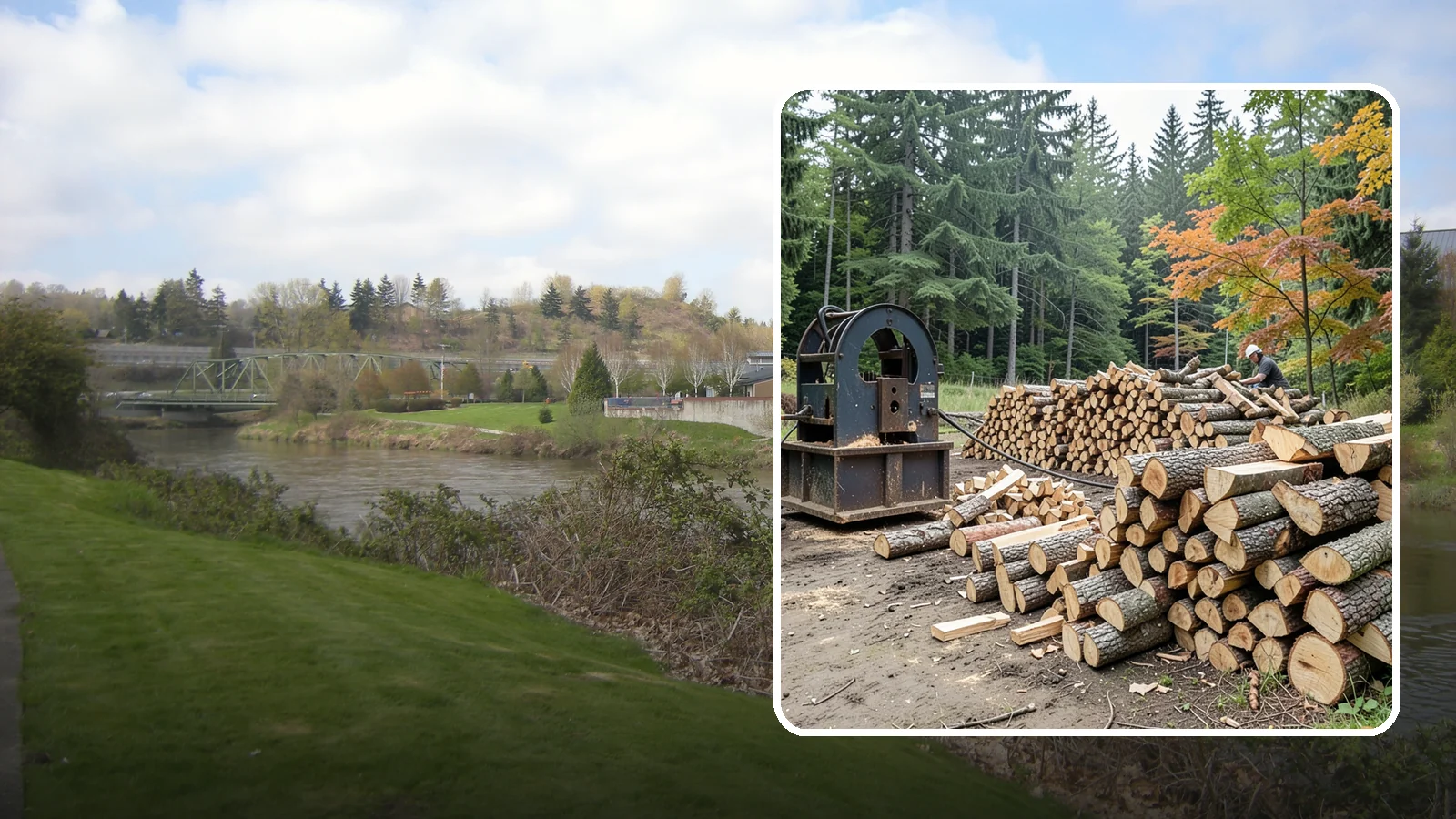 Log Bucking Service in Tukwila, King County, WA - We cut your long logs down to firewood-length rounds, sized for splitting, stacking, and your stove or fireplace.