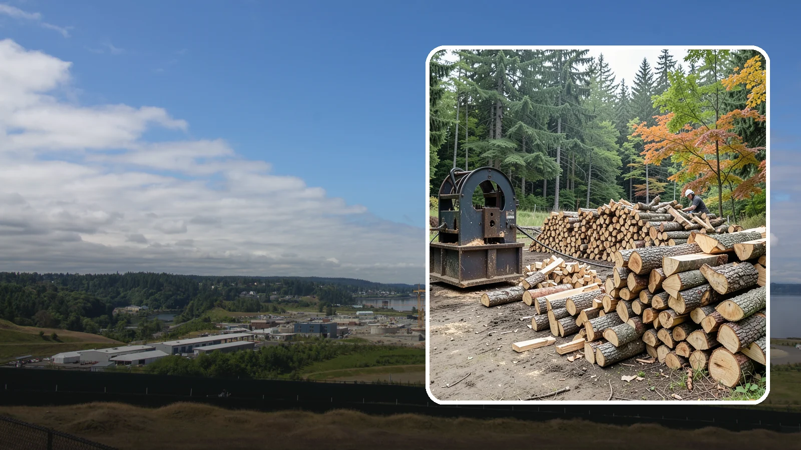 Log Bucking Service in University Place, Pierce County, WA - We cut your long logs down to firewood-length rounds, sized for splitting, stacking, and your stove or fireplace.