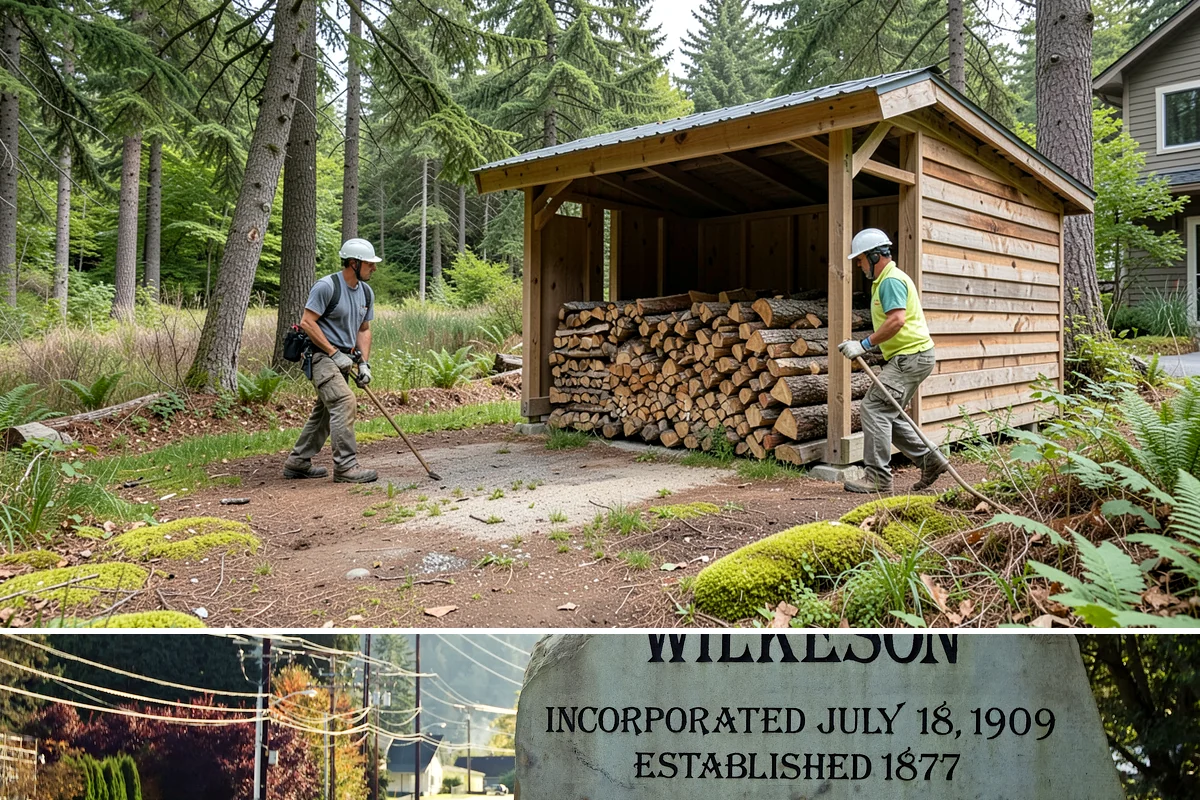 Log Bucking Service in Wilkeson, Pierce County, WA - This works year-round, though many book after fall and winter storms drop trees that need bucking into rounds.