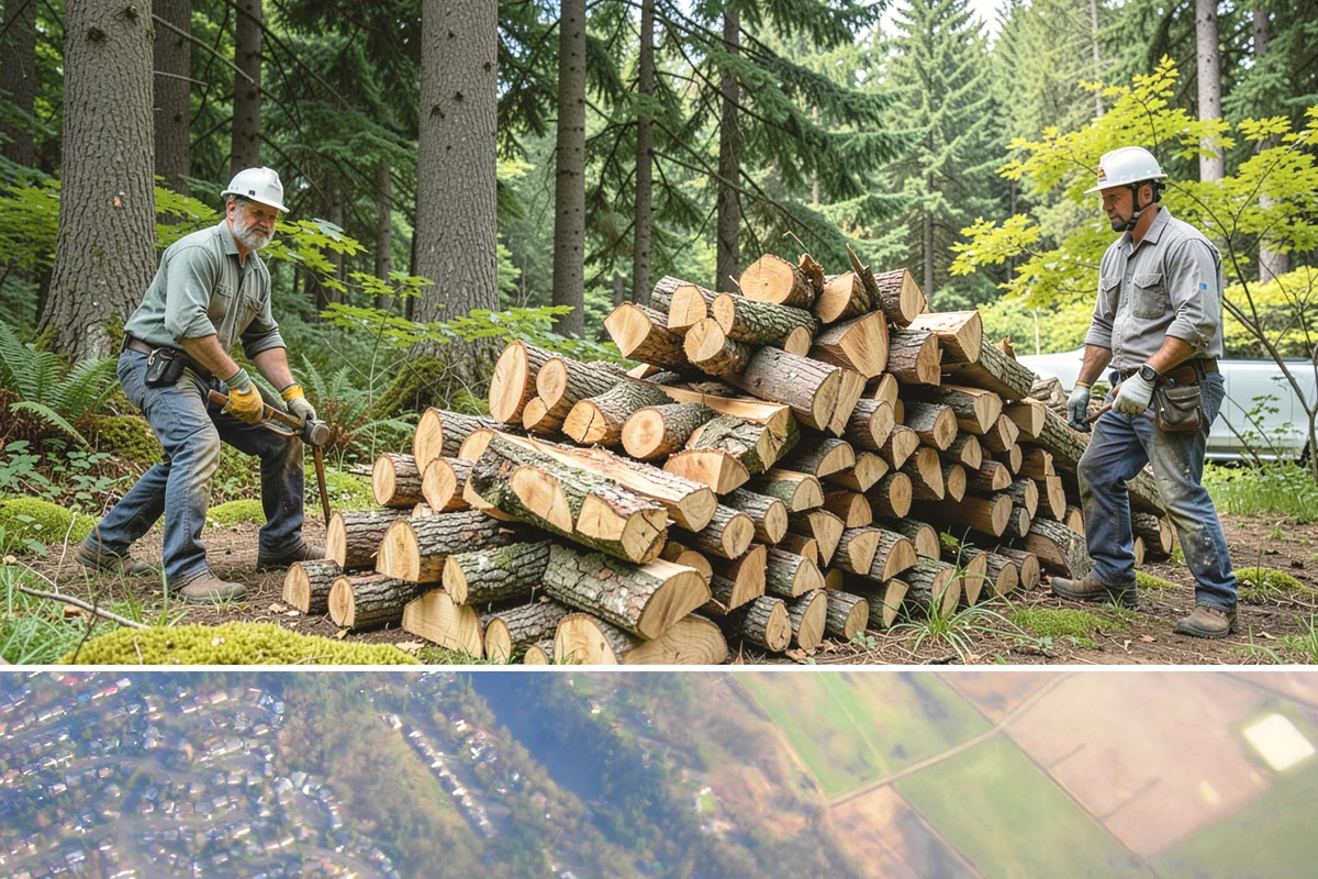 Log Bucking in Algona, King County, WA - Bucking ahead of the dry season sets your wood up to be split and seasoned before winter.