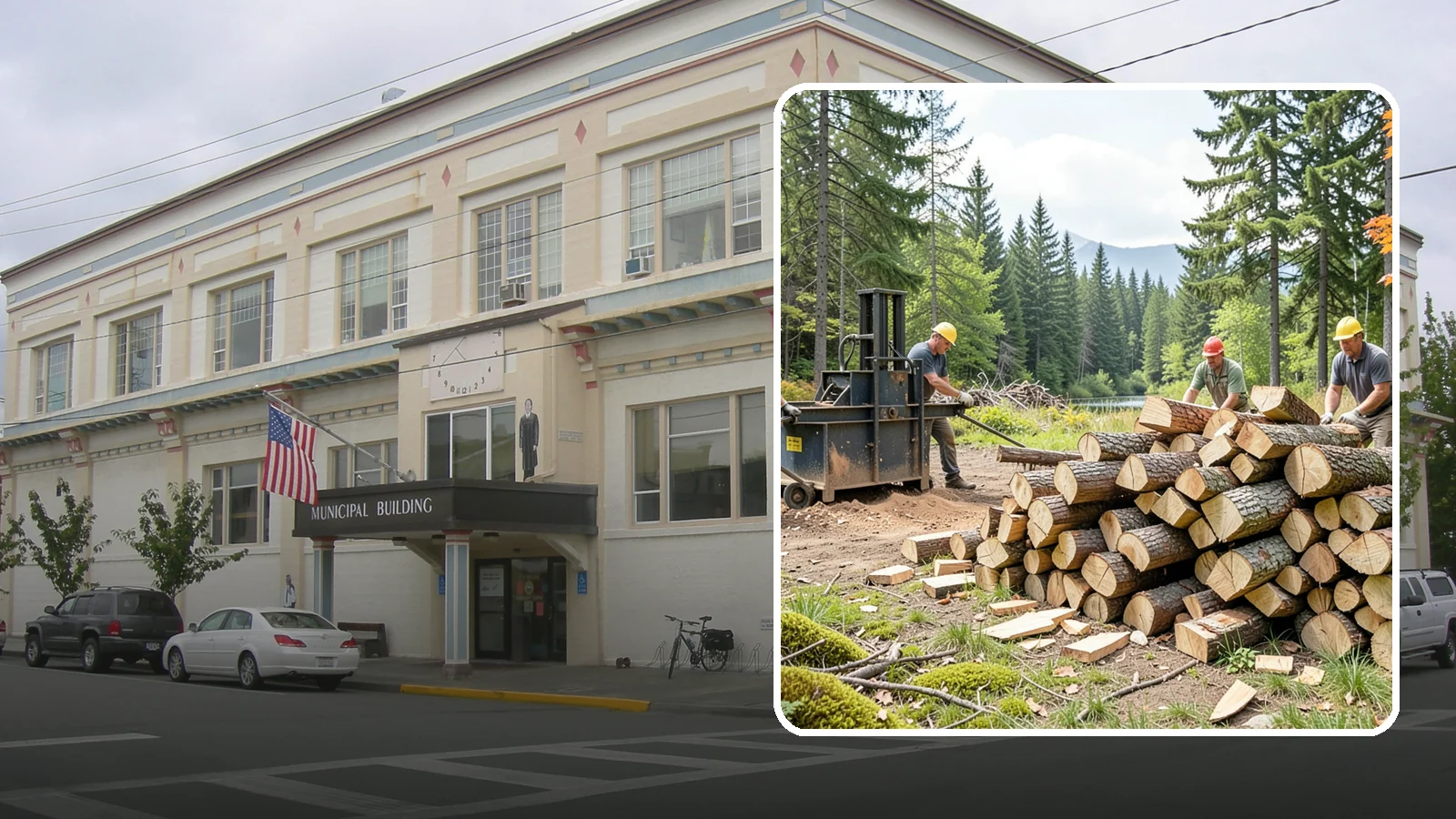 Log Bucking in Anacortes, Skagit County, WA - We buck logs and long trunks into firewood-length rounds ready for splitting.