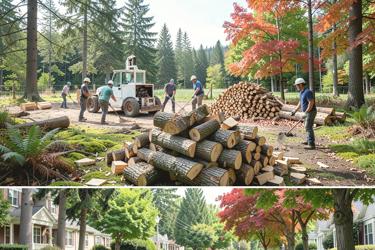 Log Bucking in Beaux Arts Village, King County, WA - Bucking ahead of the dry season sets your wood up to be split and seasoned before winter.