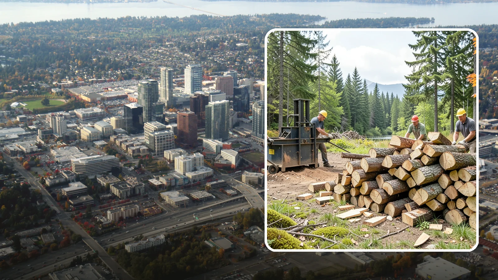 Log Bucking in Bellevue, King County, WA - We buck logs and long trunks into firewood-length rounds ready for splitting.