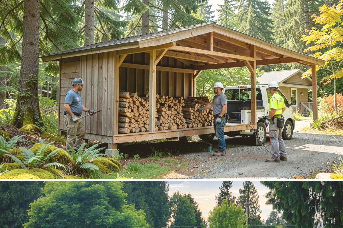 Log Bucking in Bonney Lake, Pierce County, WA - Bucking ahead of the dry season sets your wood up to be split and seasoned before winter.