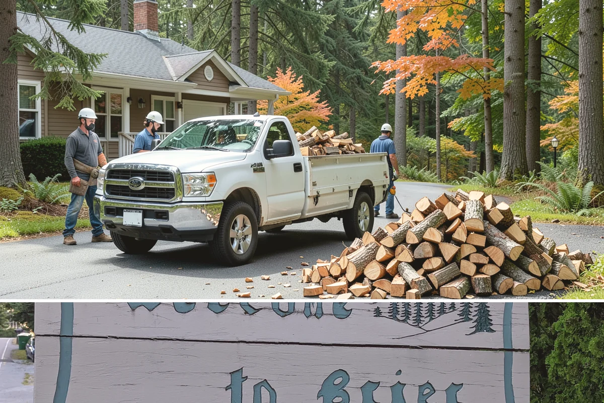 Log Bucking in Brier, Snohomish County, WA - Bucking ahead of the dry season sets your wood up to be split and seasoned before winter.