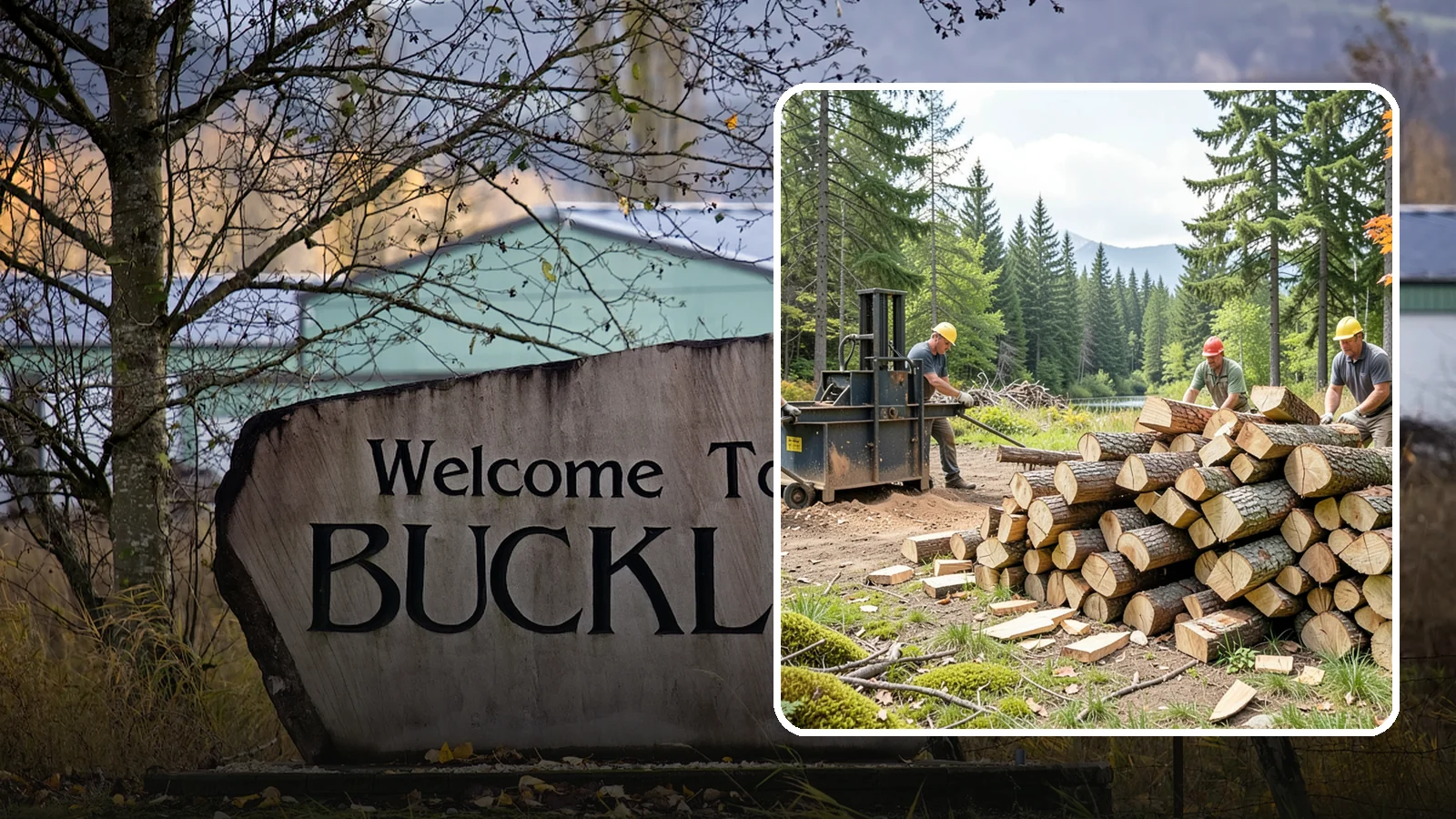 Log Bucking in Buckley, Pierce County, WA - We buck logs and long trunks into firewood-length rounds ready for splitting.