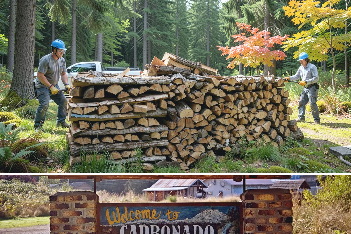 Log Bucking in Carbonado, Pierce County, WA - Bucking ahead of the dry season sets your wood up to be split and seasoned before winter.
