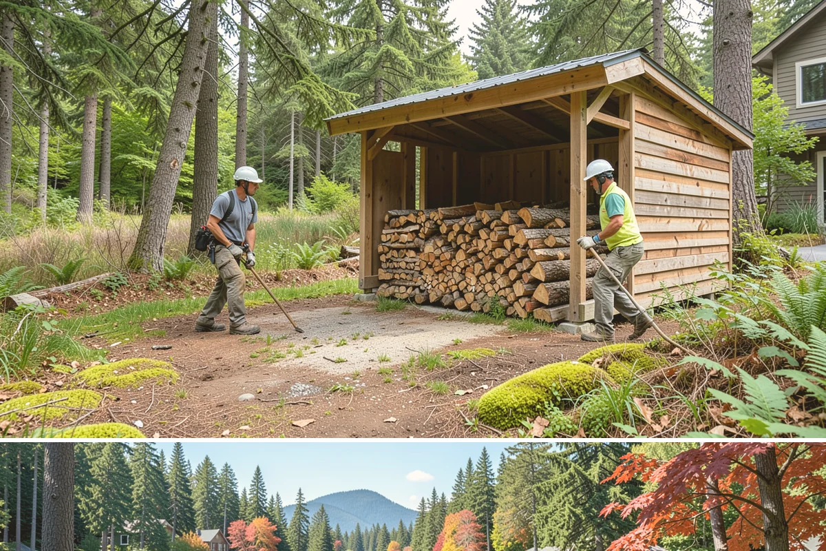 Log Bucking in Covington, King County, WA - Bucking ahead of the dry season sets your wood up to be split and seasoned before winter.