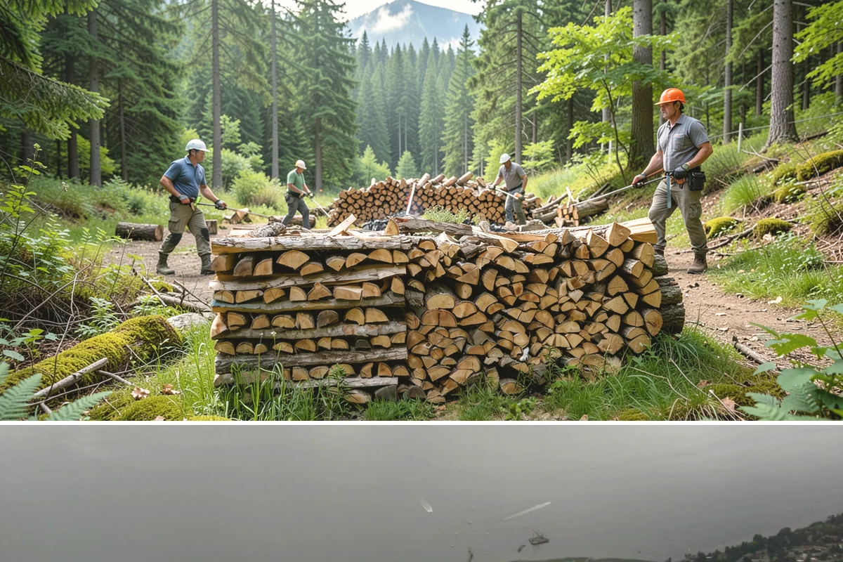 Log Bucking in Des Moines, King County, WA - Bucking ahead of the dry season sets your wood up to be split and seasoned before winter.