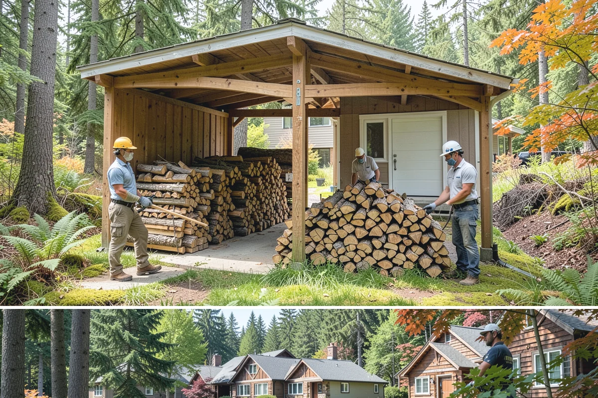 Log Bucking in Edgewood, WA - Bucking ahead of the dry season sets your wood up to be split and seasoned before winter.