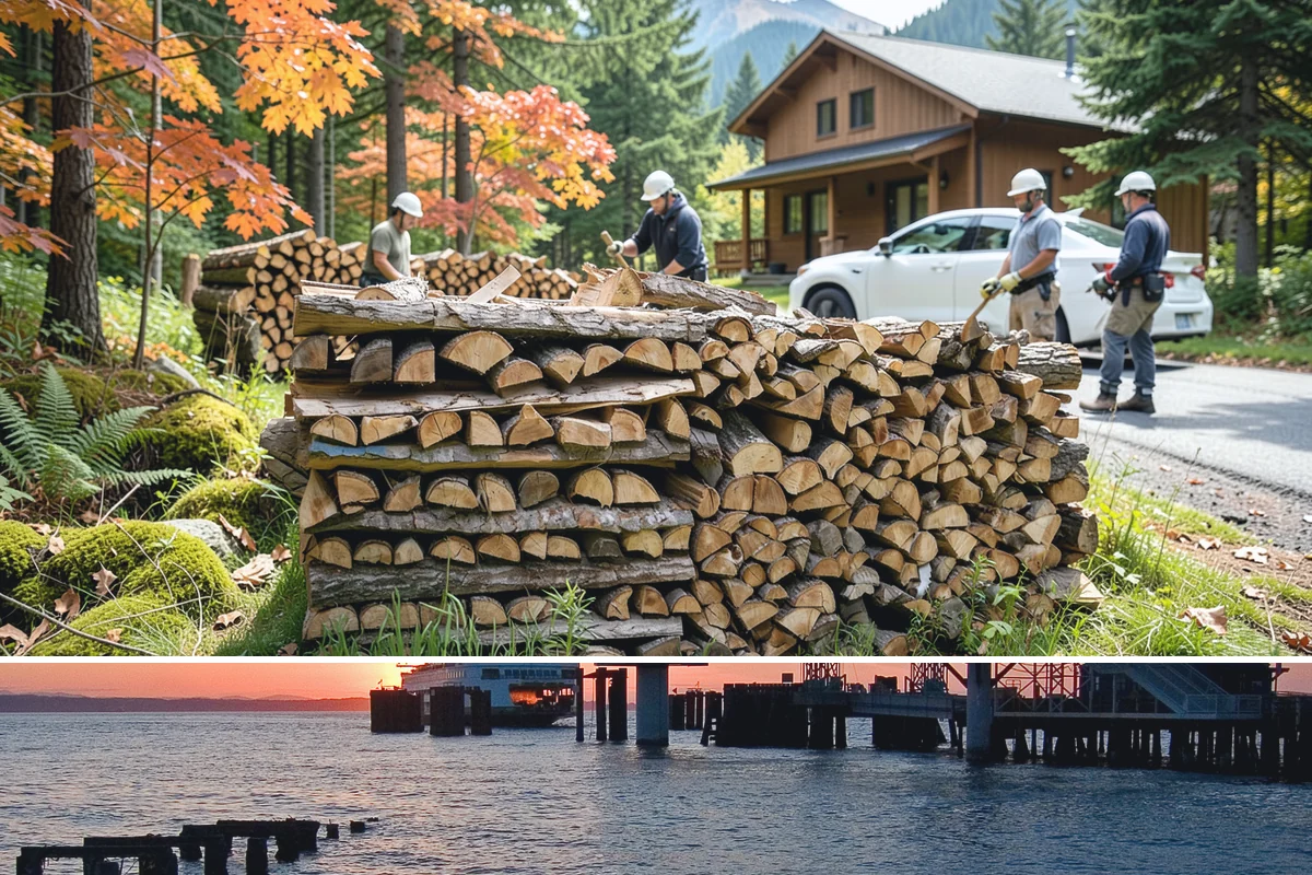 Log Bucking in Edmonds, Snohomish County, WA - Bucking ahead of the dry season sets your wood up to be split and seasoned before winter.
