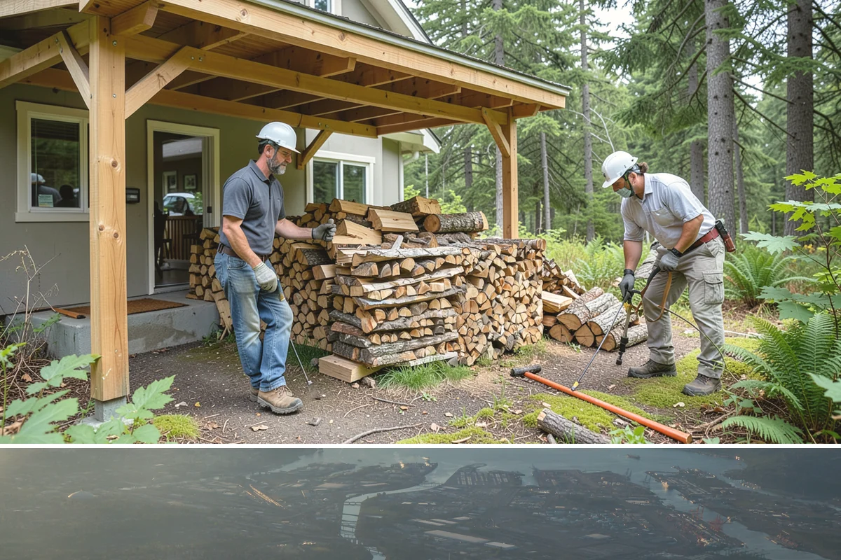 Log Bucking in Fife, Pierce County, WA - Bucking ahead of the dry season sets your wood up to be split and seasoned before winter.