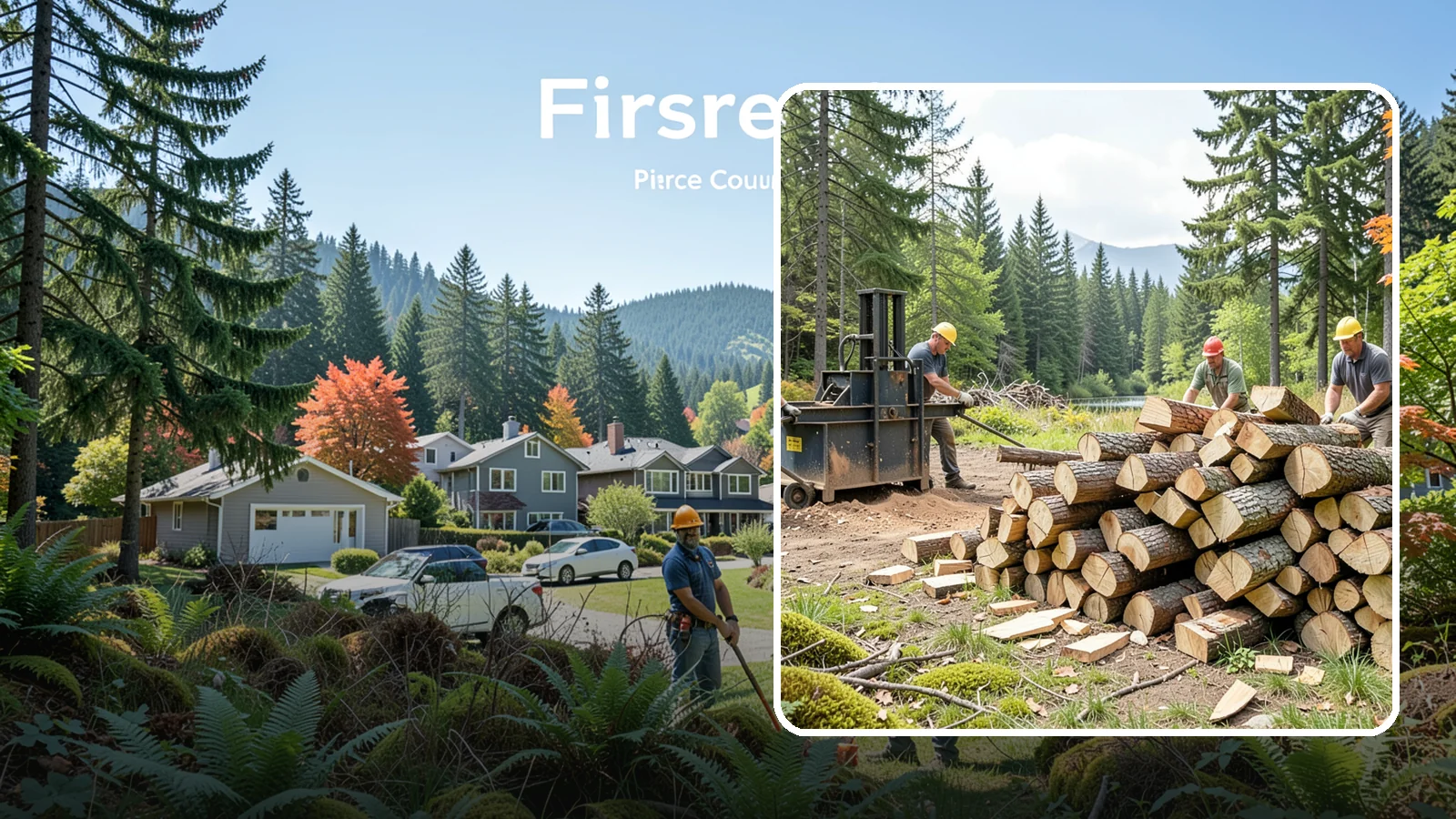 Log Bucking in Fircrest, Pierce County, WA - We buck logs and long trunks into firewood-length rounds ready for splitting.