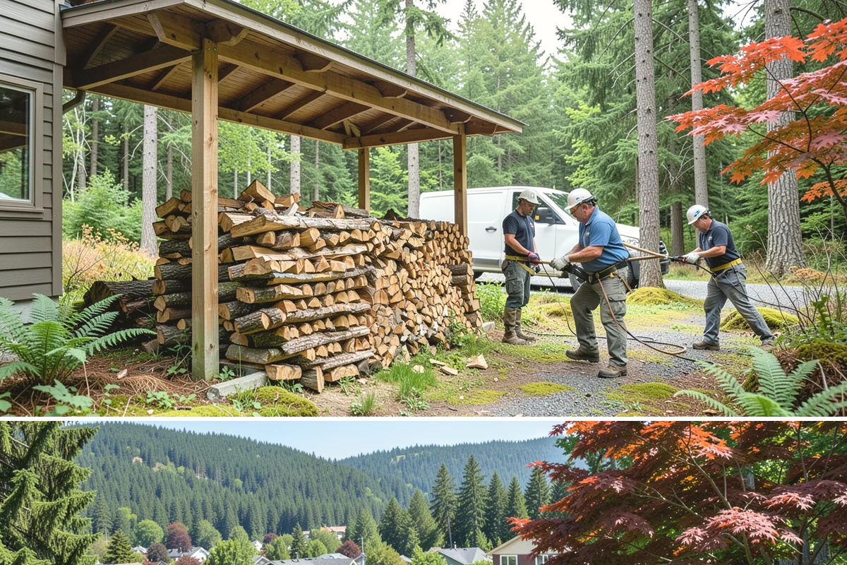 Log Bucking in Index, Snohomish County, WA - Bucking ahead of the dry season sets your wood up to be split and seasoned before winter.