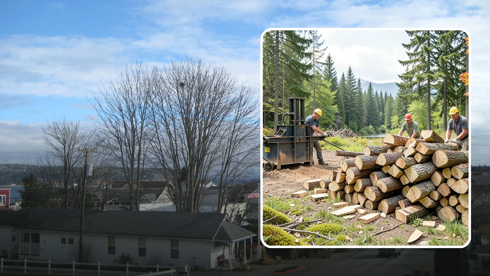 Log Bucking in Langley, WA - We buck logs and long trunks into firewood-length rounds ready for splitting.