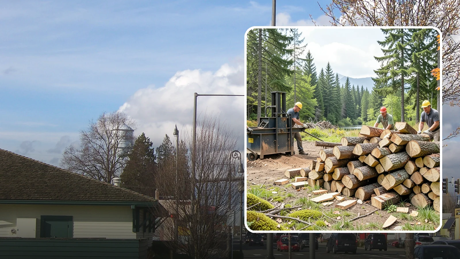 Log Bucking in Marysville, Snohomish County, WA - We buck logs and long trunks into firewood-length rounds ready for splitting.