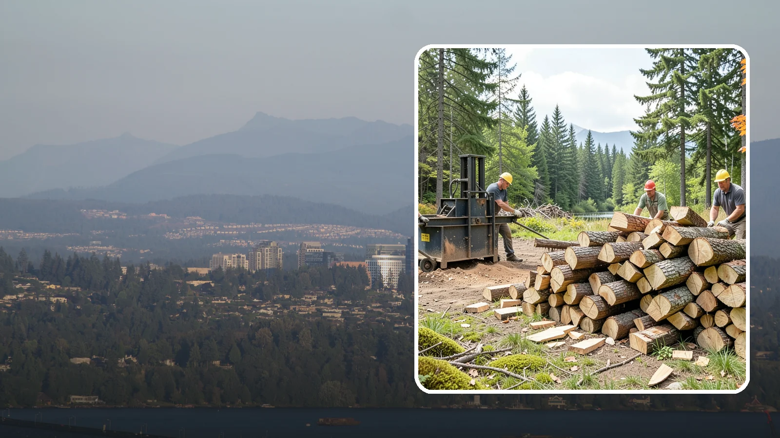 Log Bucking in Medina, King County, WA - We buck logs and long trunks into firewood-length rounds ready for splitting.