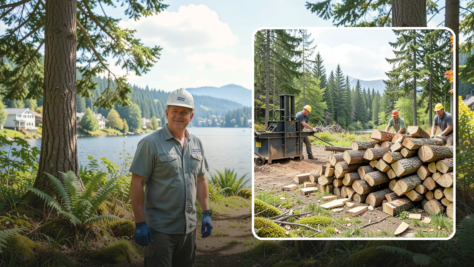 Log Bucking in Milton, King County, WA - We buck logs and long trunks into firewood-length rounds ready for splitting.