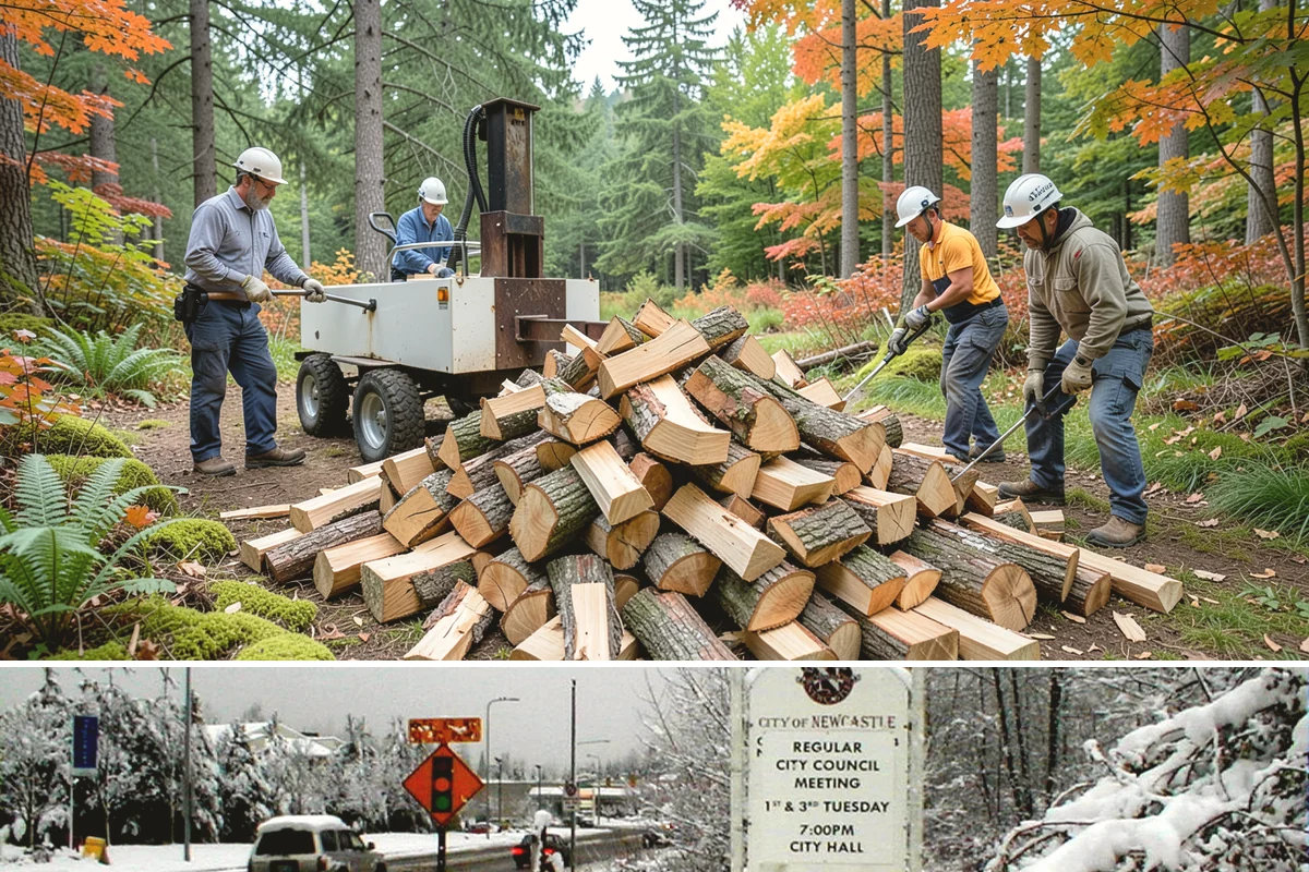 Log Bucking in Newcastle, King County, WA - Bucking ahead of the dry season sets your wood up to be split and seasoned before winter.
