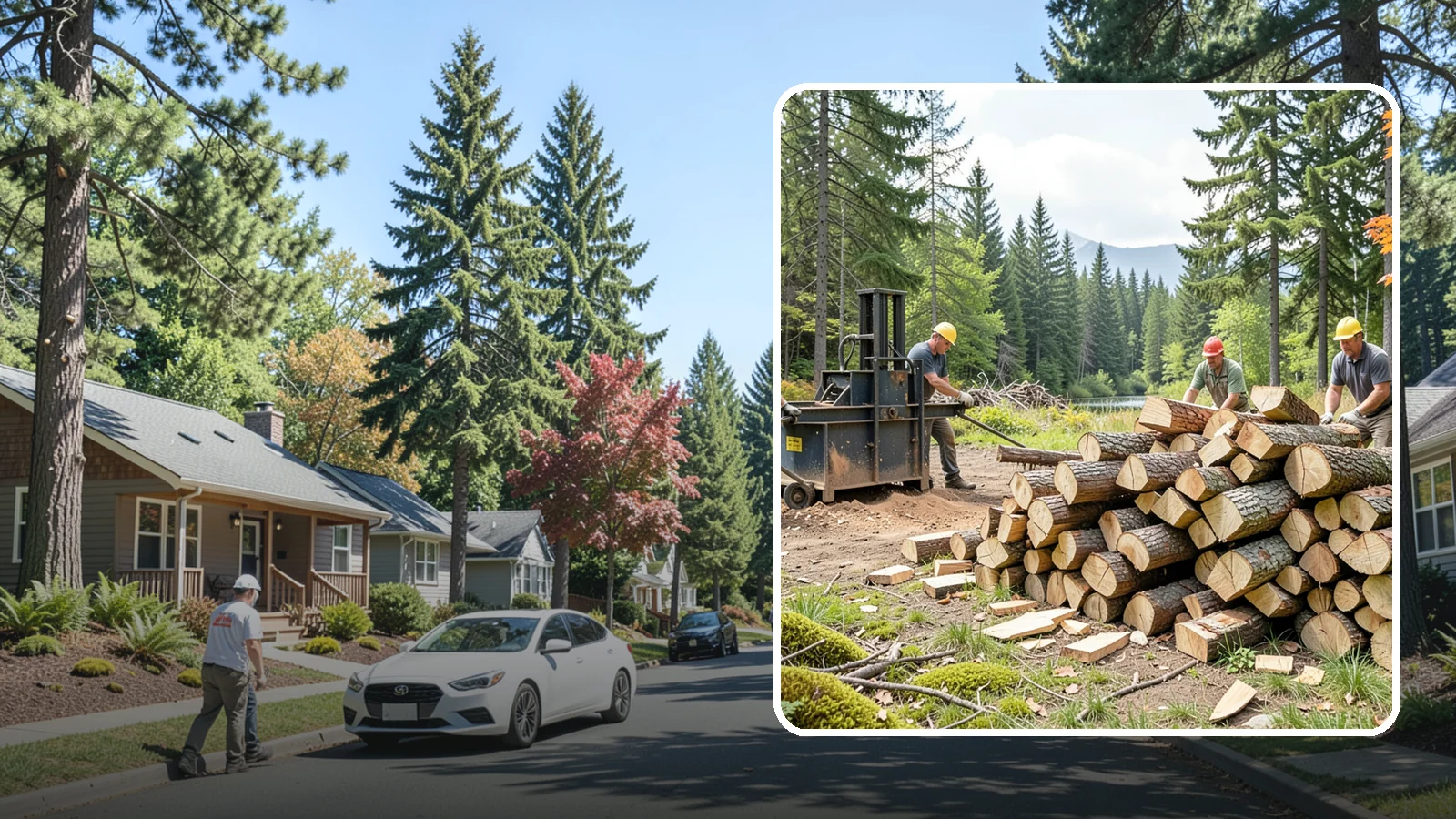 Log Bucking in Orting, Pierce County, WA - We buck logs and long trunks into firewood-length rounds ready for splitting.