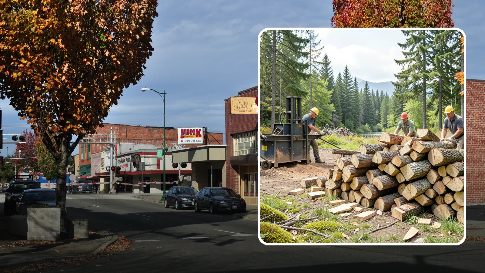 Log Bucking in Puyallup, Pierce County, WA - We buck logs and long trunks into firewood-length rounds ready for splitting.