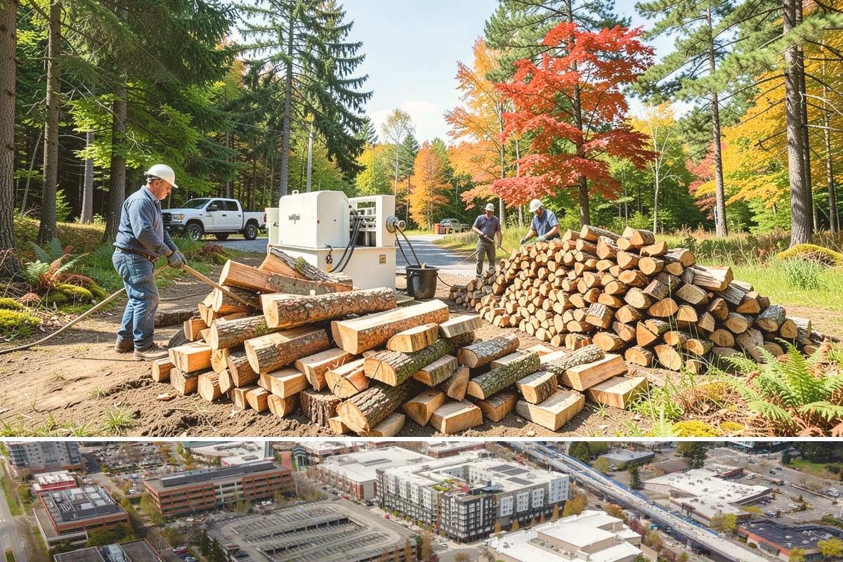 Log Bucking in Redmond, King County, WA - Bucking ahead of the dry season sets your wood up to be split and seasoned before winter.