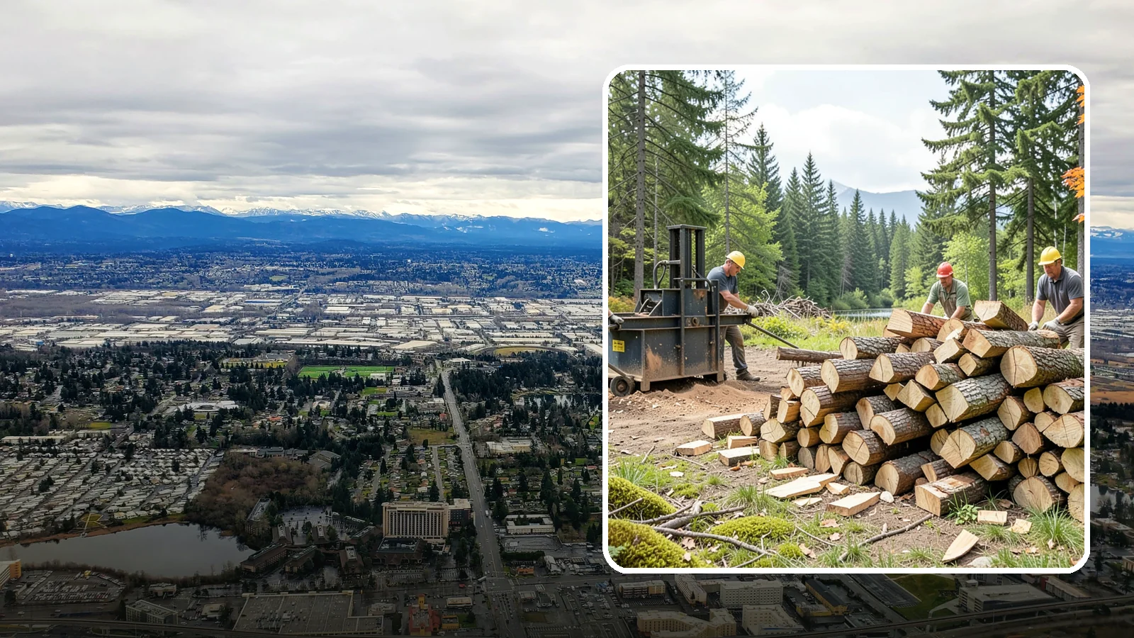 Log Bucking in SeaTac, King County, WA - We buck logs and long trunks into firewood-length rounds ready for splitting.