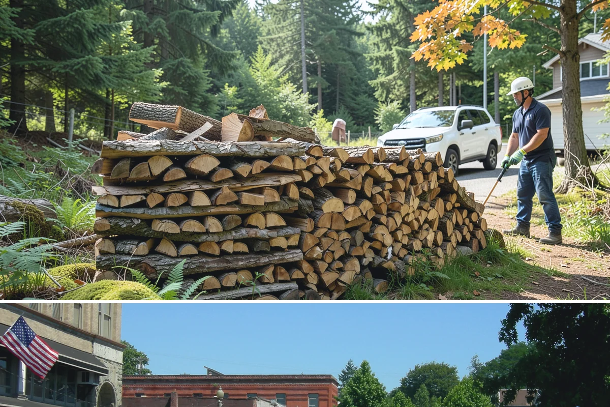 Log Bucking in Snohomish, Snohomish County, WA - Bucking ahead of the dry season sets your wood up to be split and seasoned before winter.