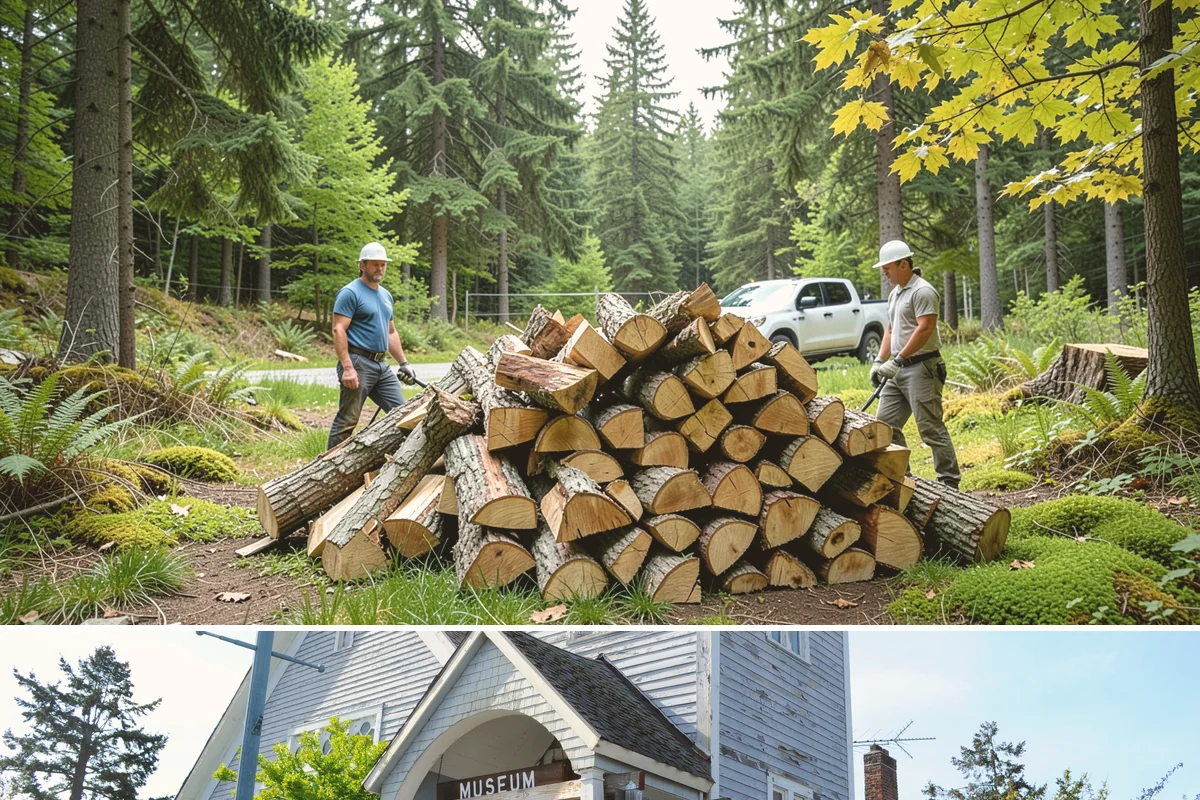 Log Bucking in Steilacoom, Pierce County, WA - Bucking ahead of the dry season sets your wood up to be split and seasoned before winter.