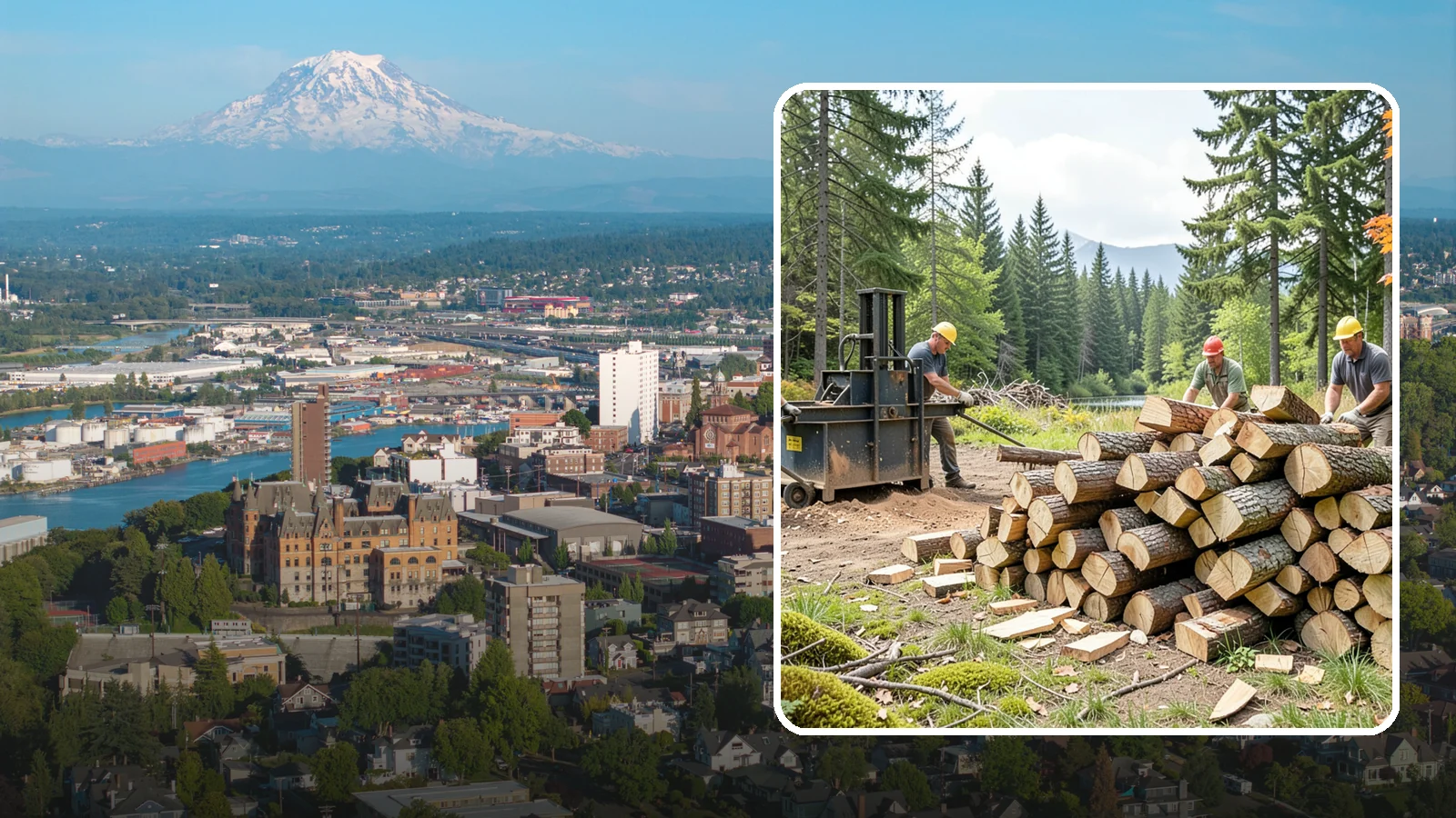 Log Bucking in Tacoma, Pierce County, WA - We buck logs and long trunks into firewood-length rounds ready for splitting.