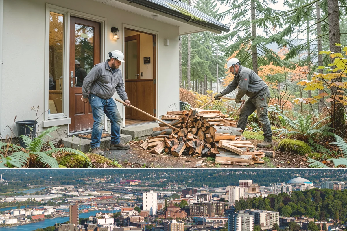 Log Bucking in Tacoma, Pierce County, WA - Bucking ahead of the dry season sets your wood up to be split and seasoned before winter.