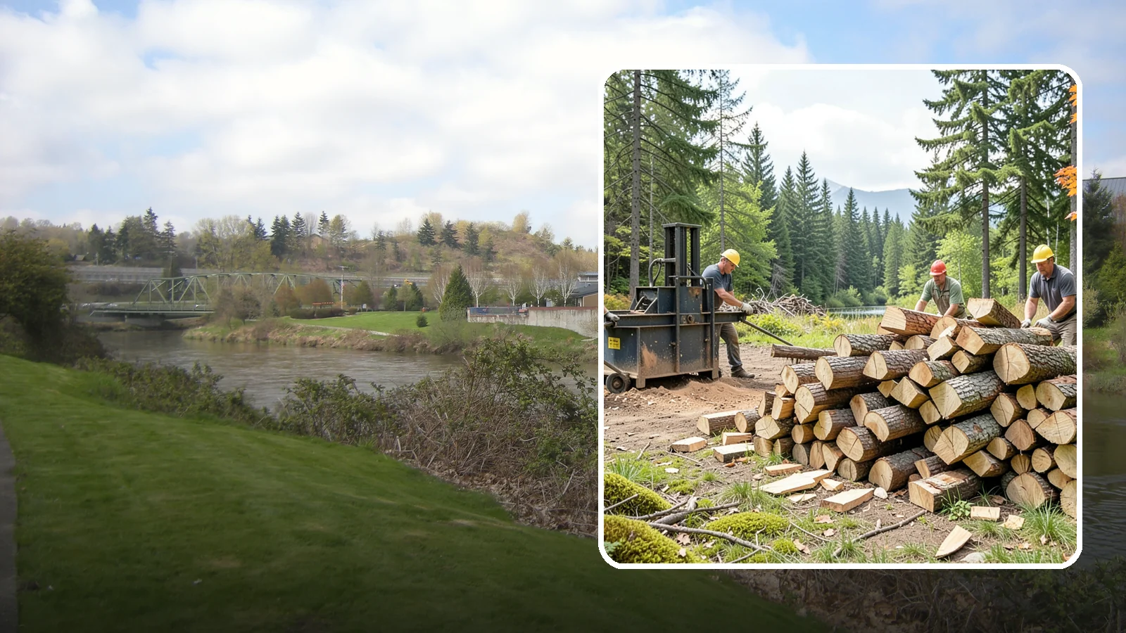 Log Bucking in Tukwila, King County, WA - We buck logs and long trunks into firewood-length rounds ready for splitting.