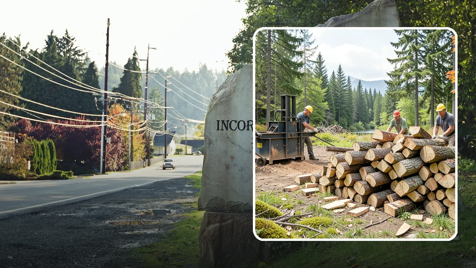 Log Bucking in Wilkeson, Pierce County, WA - We buck logs and long trunks into firewood-length rounds ready for splitting.
