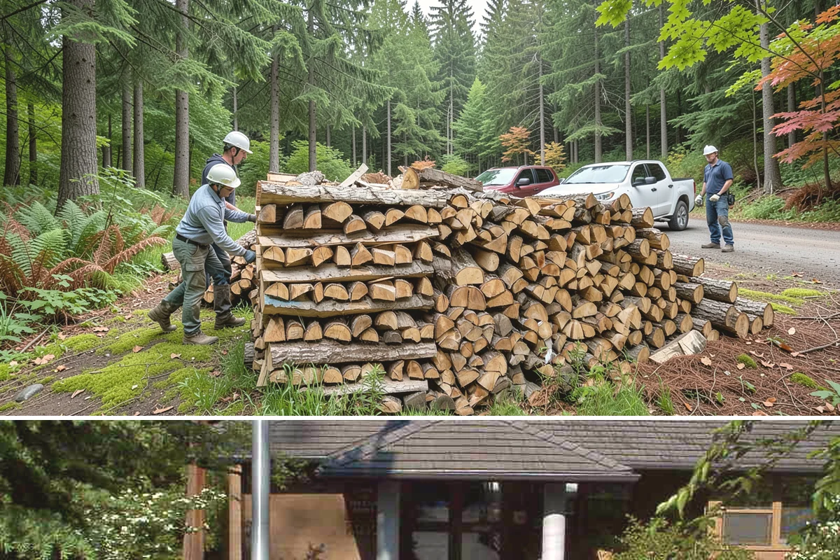 Log Bucking in Yarrow Point, King County, WA - Bucking ahead of the dry season sets your wood up to be split and seasoned before winter.