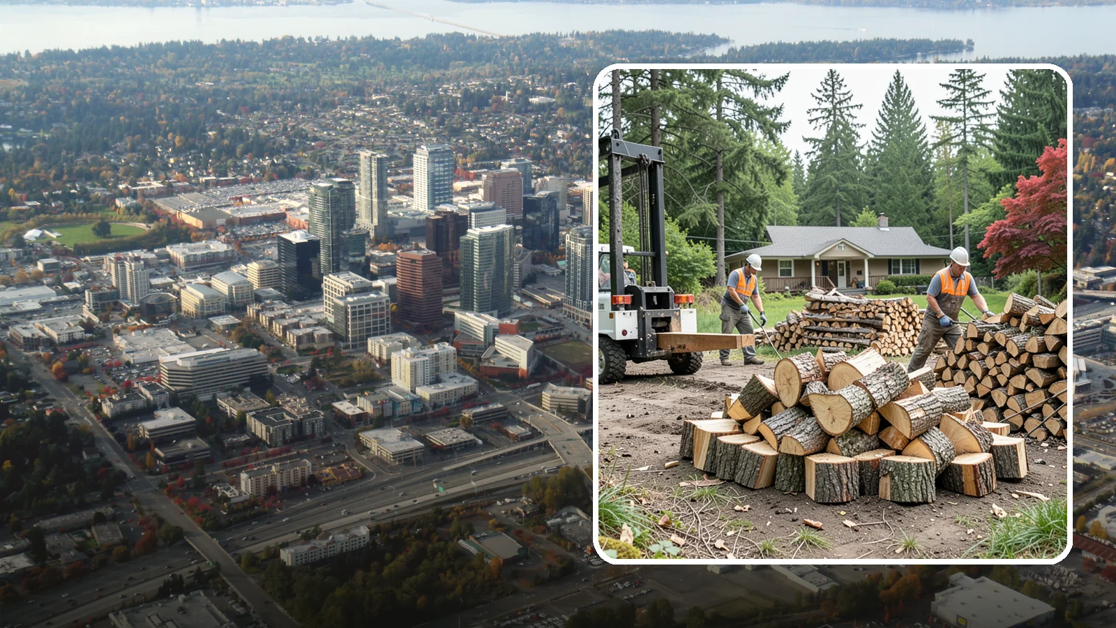 Log Splitting Service in Bellevue, King County, WA - We bring the equipment and crew to split your logs into clean, stackable firewood right where they sit.
