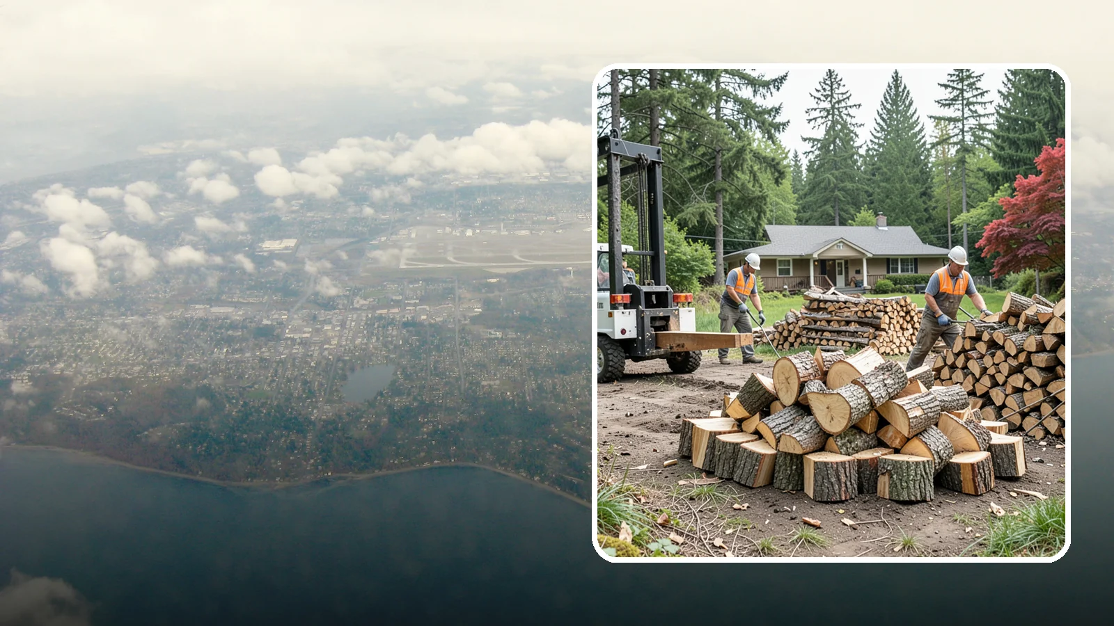 Log Splitting Service in Burien, King County, WA - We bring the equipment and crew to split your logs into clean, stackable firewood right where they sit.