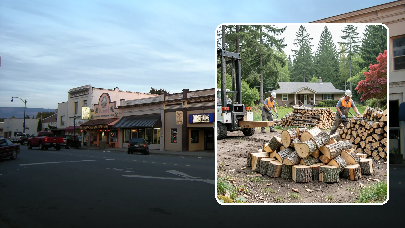 Log Splitting Service in Burlington, Skagit County, WA - We bring the equipment and crew to split your logs into clean, stackable firewood right where they sit.