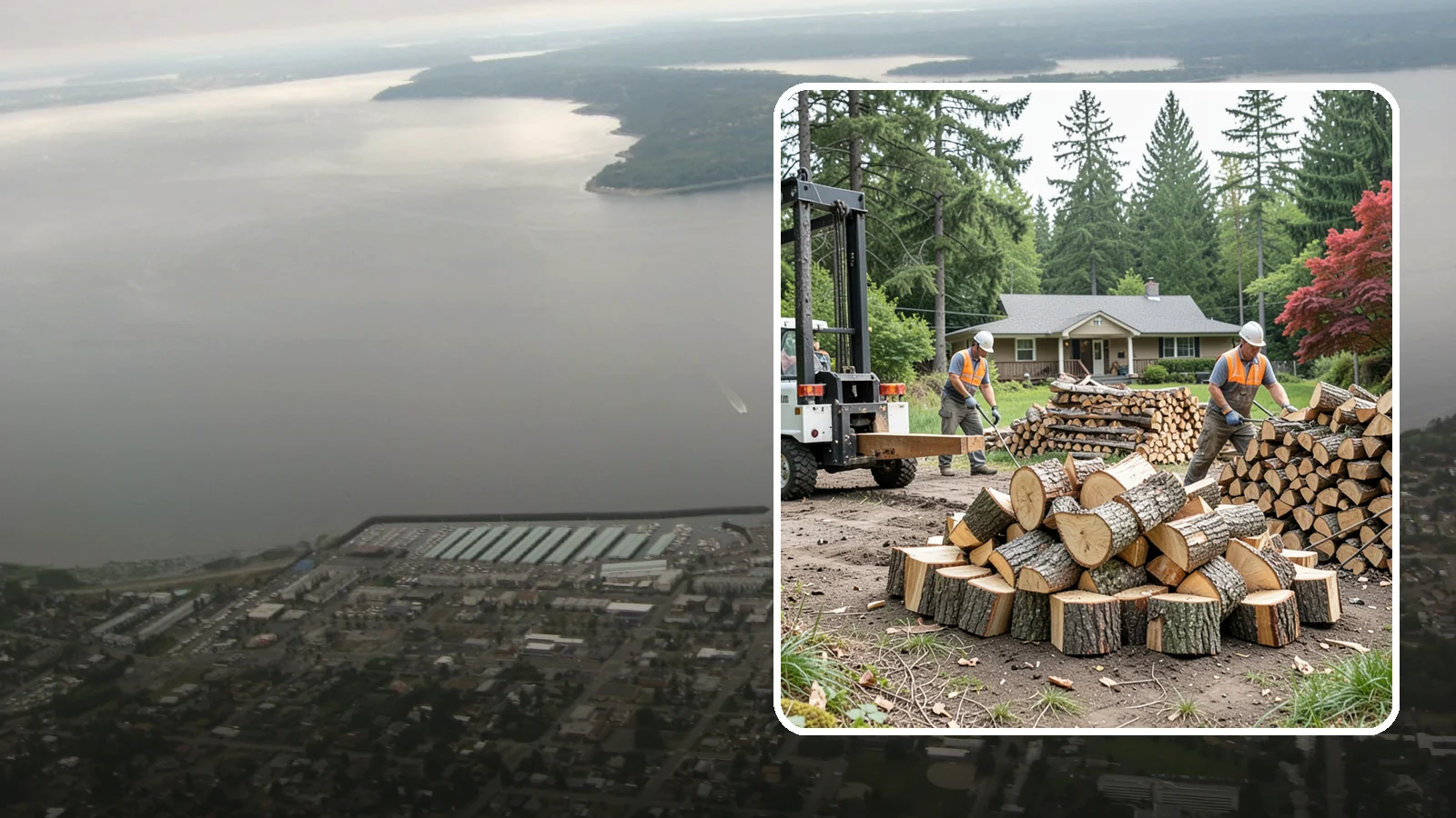 Log Splitting Service in Des Moines, King County, WA - We bring the equipment and crew to split your logs into clean, stackable firewood right where they sit.