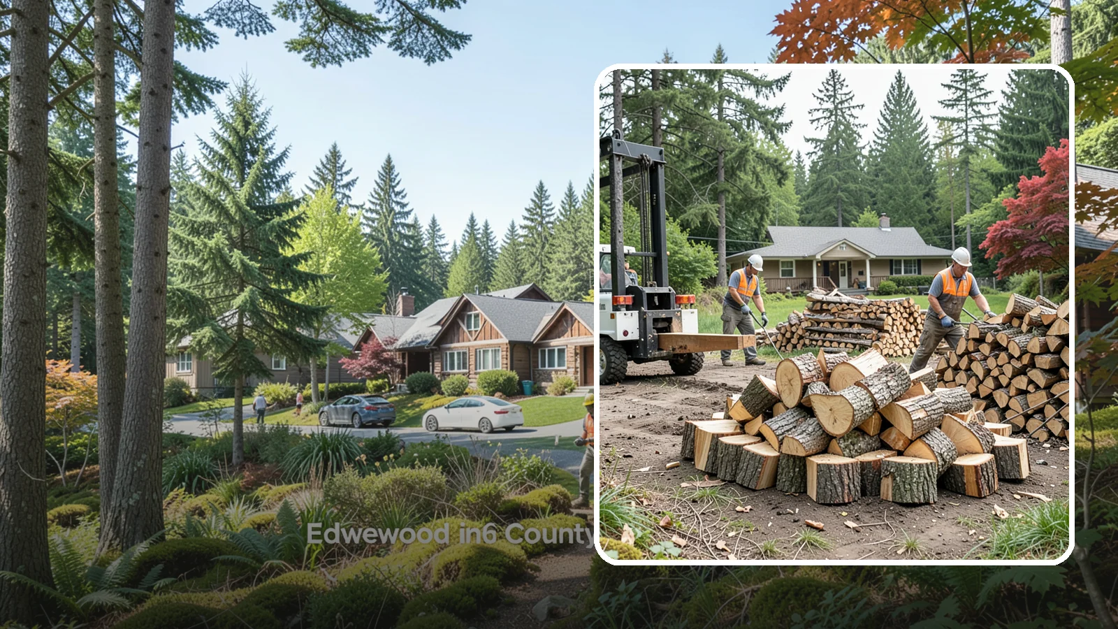 Log Splitting Service in Edgewood, Pierce County, WA - We bring the equipment and crew to split your logs into clean, stackable firewood right where they sit.