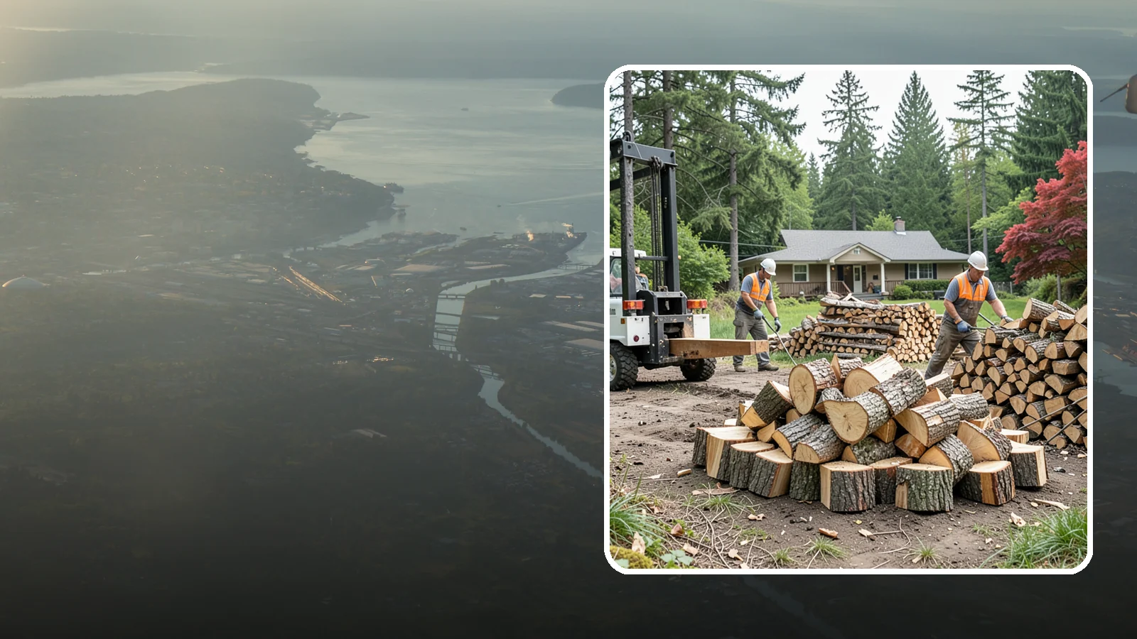 Log Splitting Service in Fife, Pierce County, WA - We bring the equipment and crew to split your logs into clean, stackable firewood right where they sit.