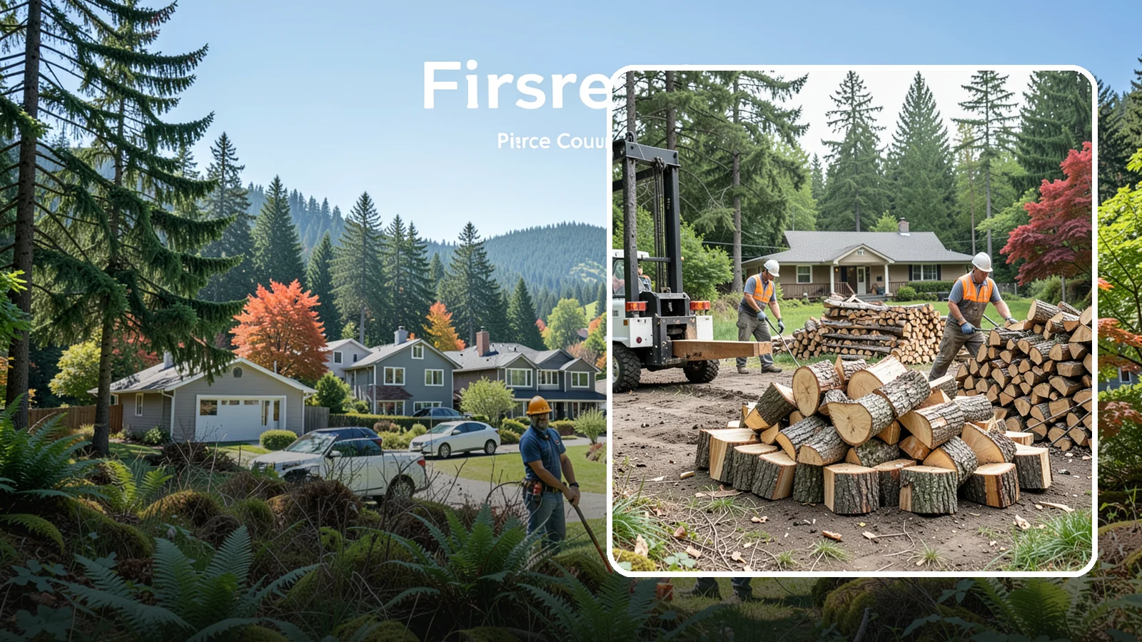 Log Splitting Service in Fircrest, Pierce County, WA - We bring the equipment and crew to split your logs into clean, stackable firewood right where they sit.