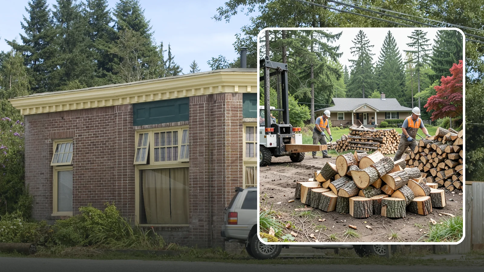 Log Splitting Service in Hamilton, Skagit County, WA - We bring the equipment and crew to split your logs into clean, stackable firewood right where they sit.